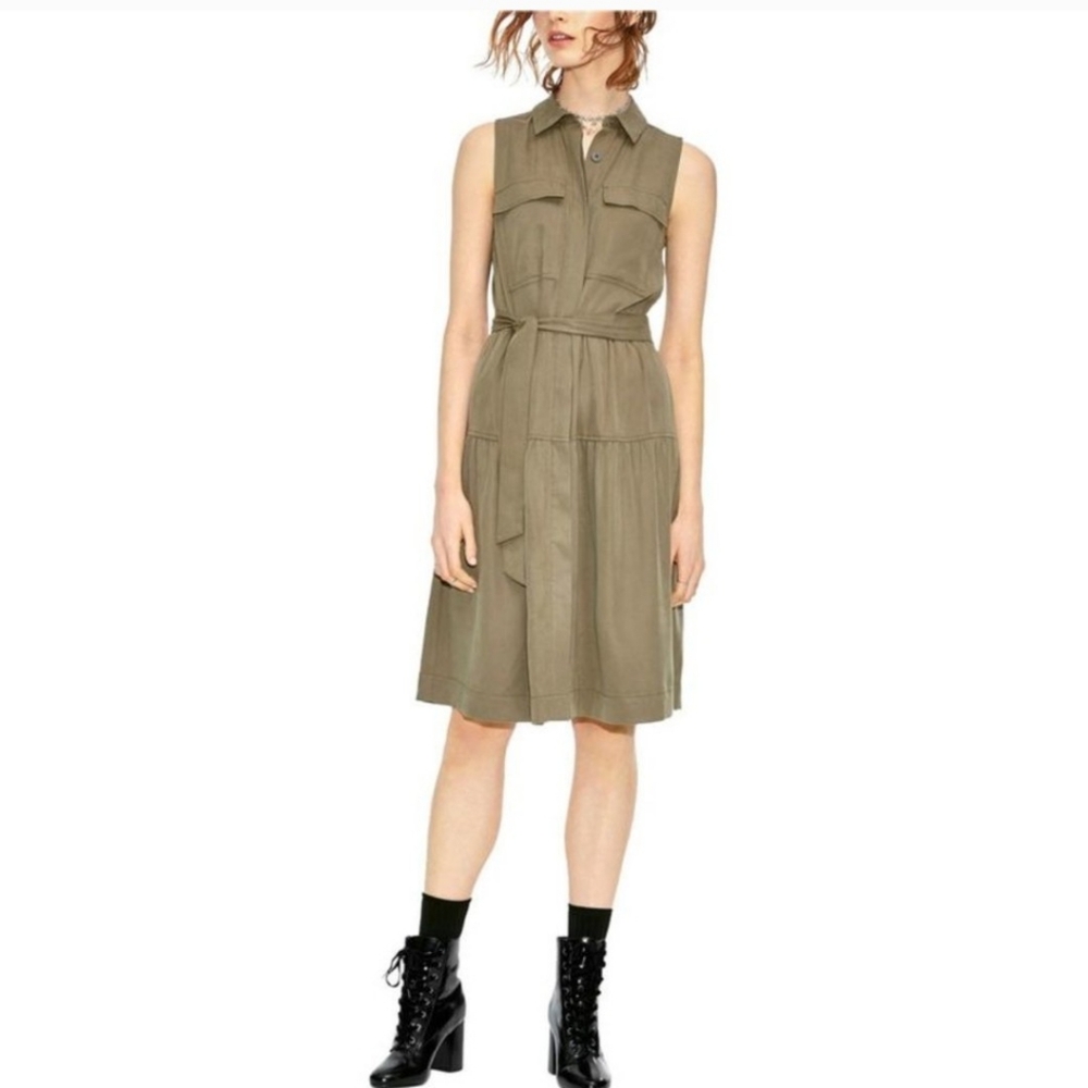 Maison Jules olive button-down dress